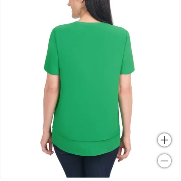NWT Hilary Radley Women's Short Sleeve Blouse Green - Picture 3 of 9